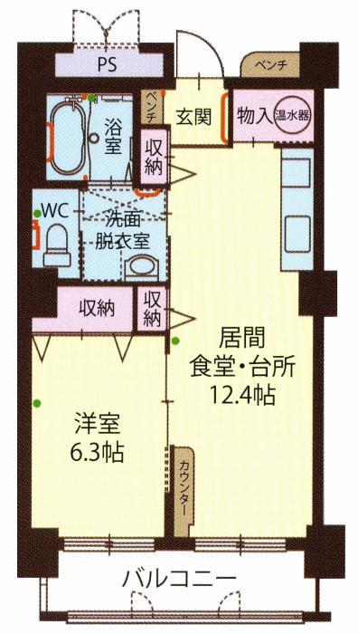 チヨダセントラルタウン(1LDK/6階)の間取り写真