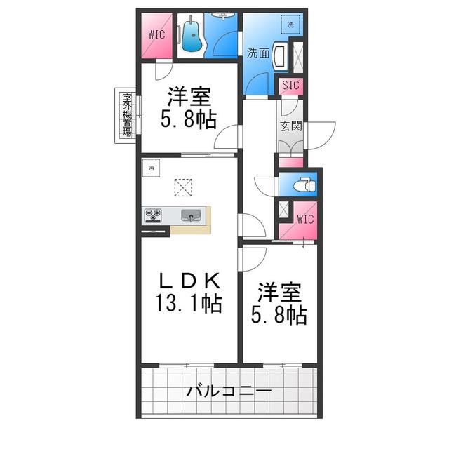 シャーメゾン東雲(2LDK/2階)の間取り写真