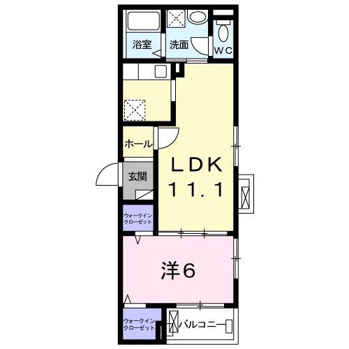 サザンクロス サウス(1LDK/2階)の間取り写真