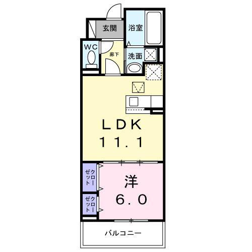 ウィズ バディーズ(1LDK/1階)の間取り写真