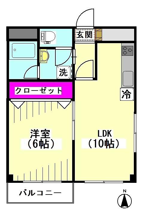 エーワンハイム(1LDK/3階)の間取り写真
