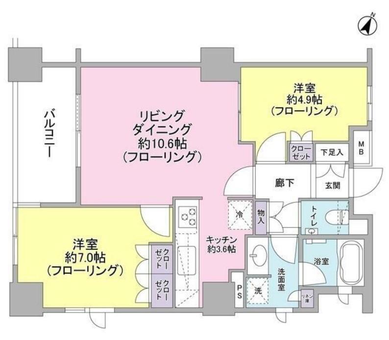 アトラス雑司ヶ谷(2LDK/9階)の間取り写真