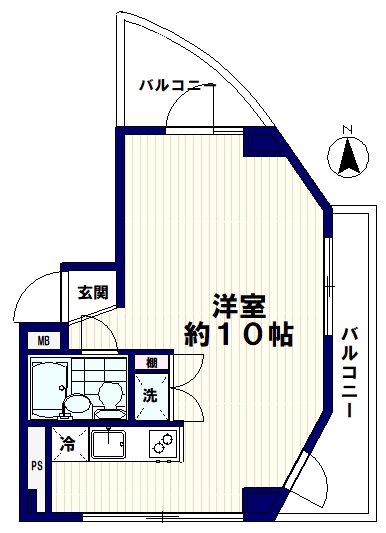 ベルハウス(ワンルーム/4階)の間取り写真