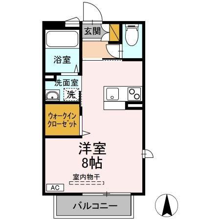 レナフレール(ワンルーム/2階)の間取り写真