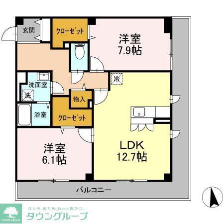 サンヴィレッジ中河原(2LDK/2階)の間取り写真