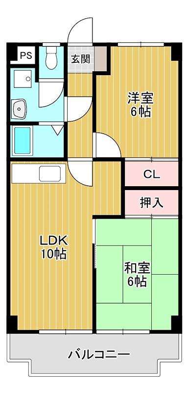 リビオ金剛(2LDK/2階)の間取り写真