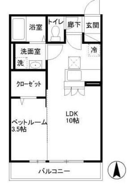 グランドソレーユ(1LDK/1階)の間取り写真