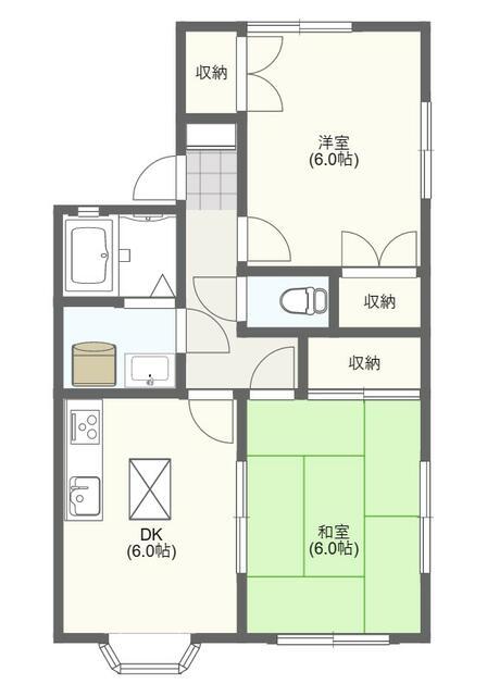ファミール横山(2DK/1階)の間取り写真