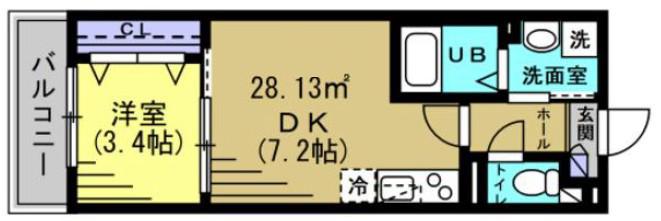 シャイネクス馬橋(1DK/3階)の間取り写真