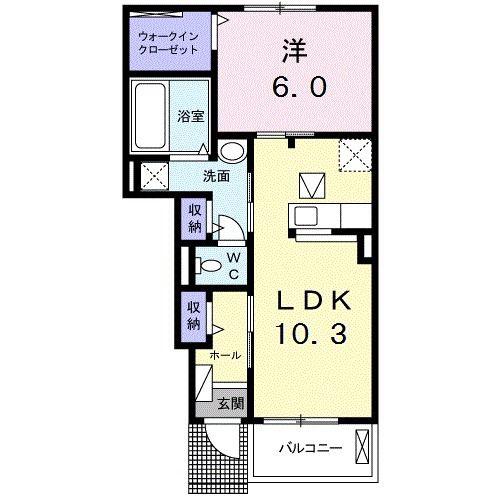 リトルツリーフィールドIII(1LDK/1階)の間取り写真