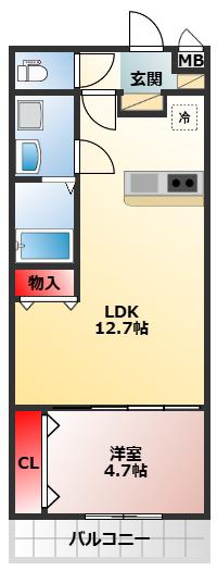 TKアンバーコート浜寺III(1LDK/1階)の間取り写真