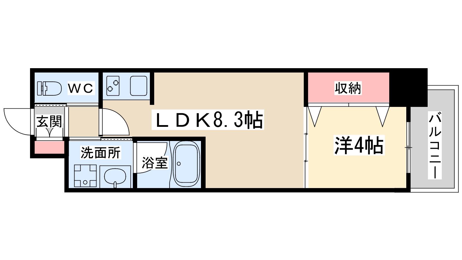 コンフォリア西天満(1LDK/8階)の間取り写真