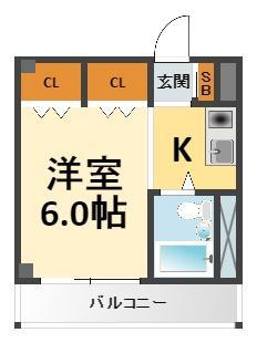 アンシャンブル(1K/2階)の間取り写真