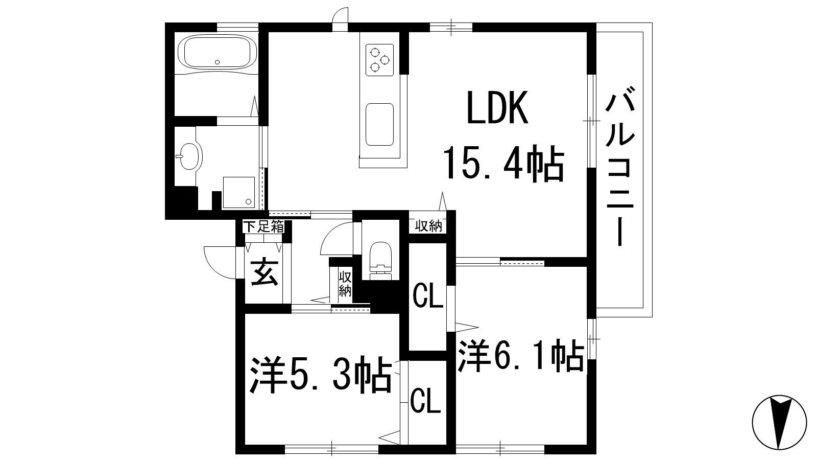 アンジュール(2LDK/3階)の間取り写真