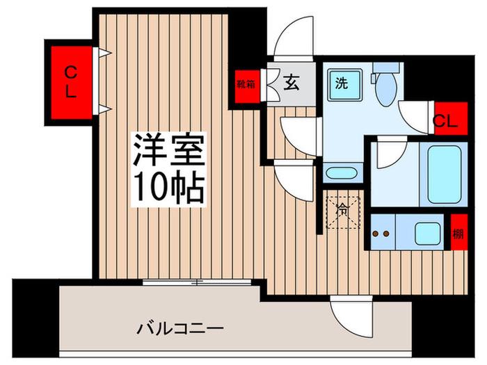 コンシェリア東京 KIBA STA.FRONT(ワンルーム/9階)の間取り写真