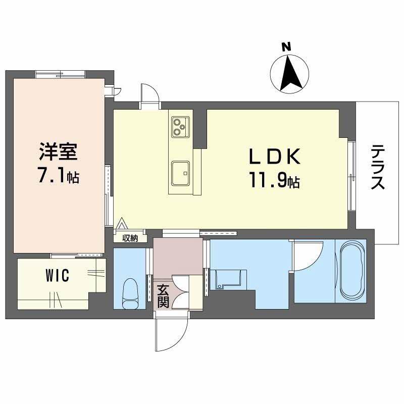 シャーメゾン宮II(1LDK/2階)の間取り写真