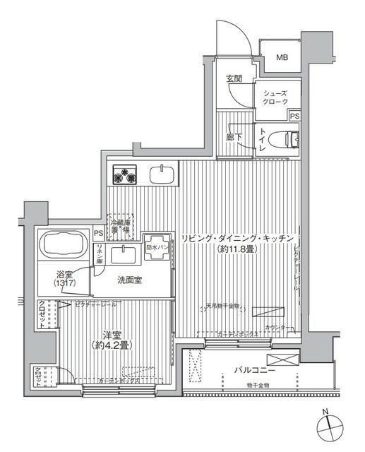 CIELLE自由が丘(1LDK/5階)の間取り写真