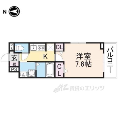 近鉄京都線 上鳥羽口駅 徒歩21分 3階建 築3年(1K/1階)の間取り写真
