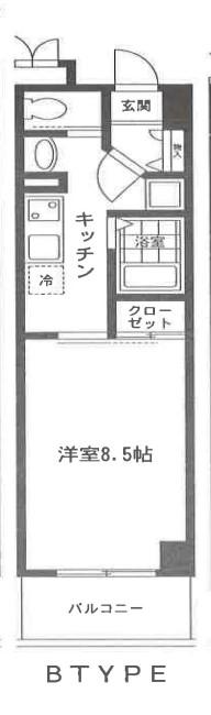 アルテール湘南(1K/4階)の間取り写真