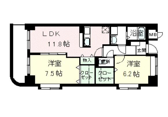 ラポール西大島ウエスト(2LDK/5階)の間取り写真