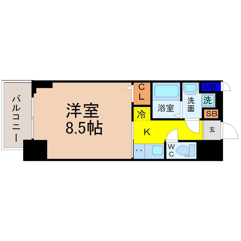 S-RESIDENCE平安通(1K/11階)の間取り写真