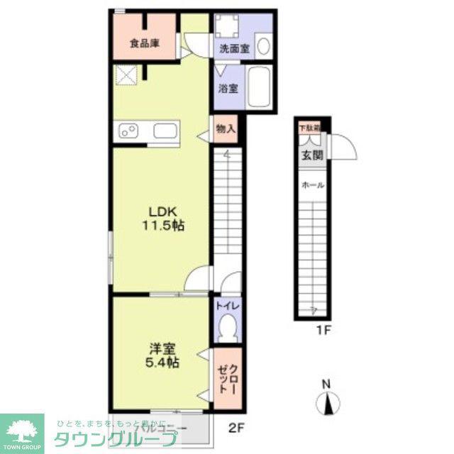CHARMANT(1LDK/2階)の間取り写真