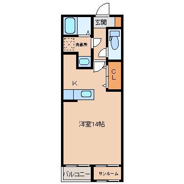 エクセルヒルズ(ワンルーム/2階)の間取り写真