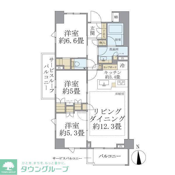 東京都大田区久が原5丁目29-(3LDK/4階)の間取り写真