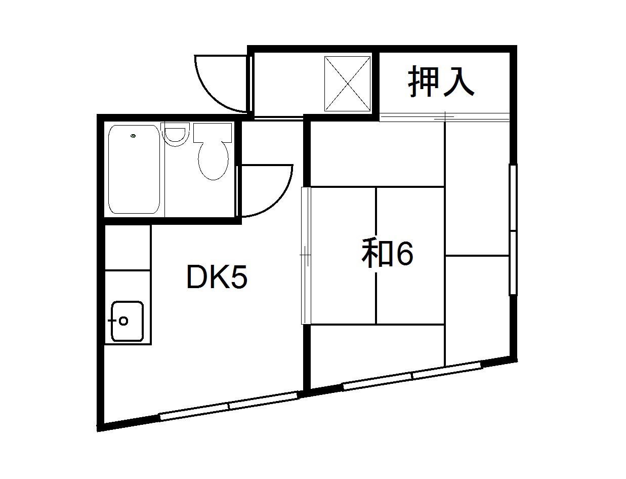 英ハイツ 202(1DK/2階)の間取り写真