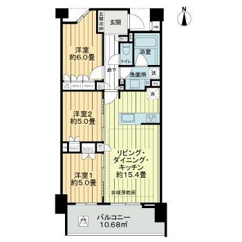 ライオンズ練馬レジデンス(3LDK/4階)の間取り写真