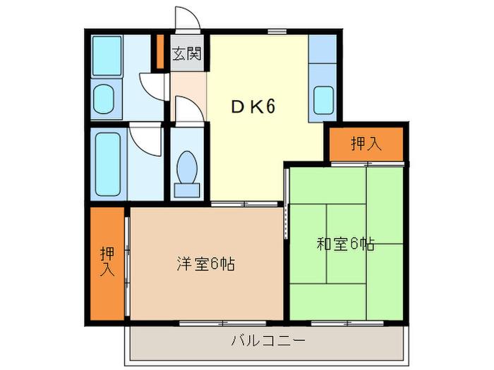メゾンドールF(2DK/3階)の間取り写真