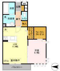 クレセント(1LDK/1階)の間取り写真
