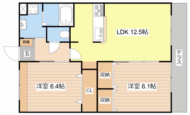 パークサイドシャトー・エイト(2LDK/2階)の間取り写真
