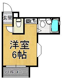 大谷ハイム(ワンルーム/2階)の間取り写真