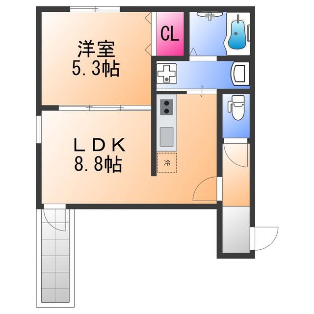 リアン富木(1LDK/1階)の間取り写真