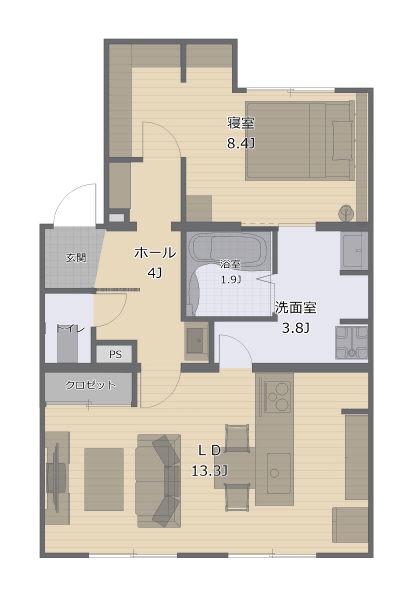 エステート真(1LDK/1階)の間取り写真