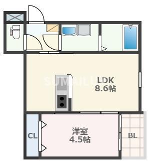 フォレスト渡鹿(1LDK/2階)の間取り写真