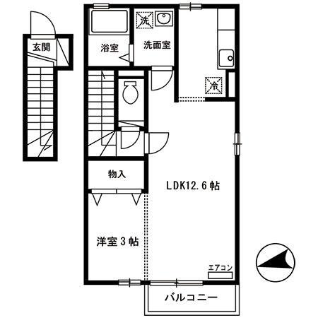 いわて銀河鉄道線 厨川駅 徒歩14分 2階建 築18年(1LDK/2階)の間取り写真