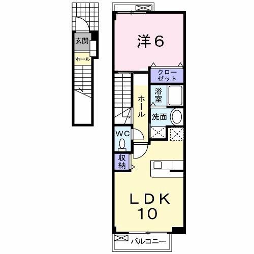 クラージュ(1LDK/2階)の間取り写真
