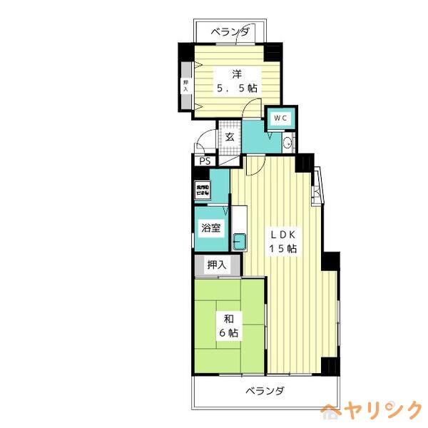 サンリバー高針(2LDK/7階)の間取り写真