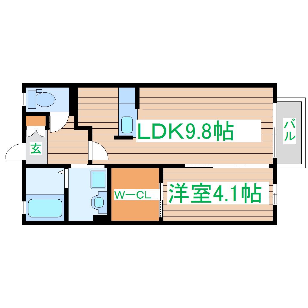 フォートレスI(1LDK/2階)の間取り写真