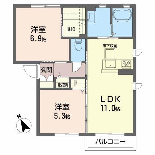 シャーメゾン南宮(2LDK/1階)の間取り写真