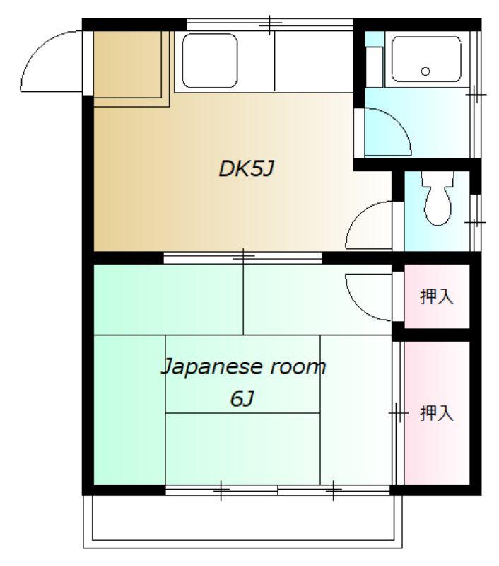 鈴信荘(1DK/2階)の間取り写真