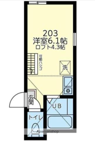 ユナイト逸見フリーチュア(ワンルーム/2階)の間取り写真