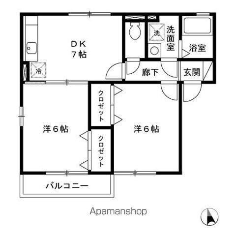 グランモア泉南(2DK/2階)の間取り写真