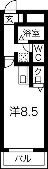 ドミシル野並(ワンルーム/2階)の間取り写真