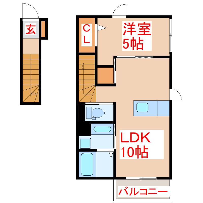 セジュールK(1LDK/2階)の間取り写真