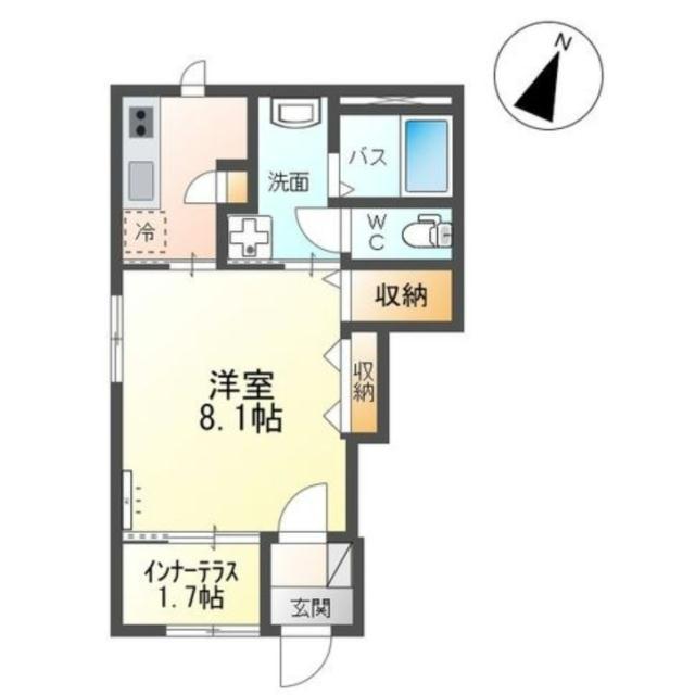NO SIDE2(1K/1階)の間取り写真