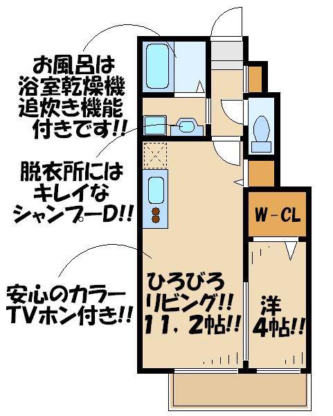 グランモア千歳烏山(1LDK/1階)の間取り写真
