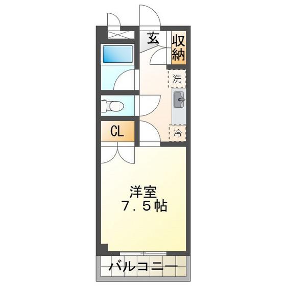 WHITE RIVER 202(1K/1階)の間取り写真